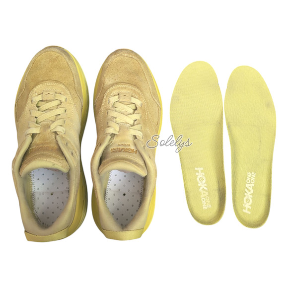 HOKA ONE Bondi L Suede Celery Lima Bean Green Yellow Sneaker Mens 10 Womens 11 - Picture 10 of 12